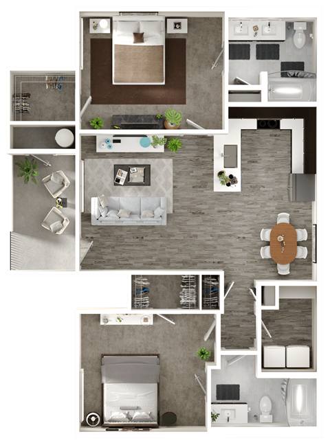 A floor plan of a house with a kitchen, living room, and bathroom.